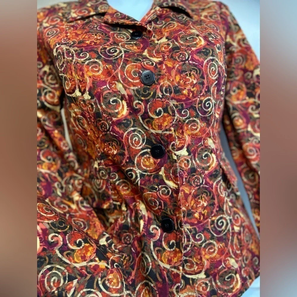 Christopher & Banks~Vibrant Multi-Colored Button-Up Shirt/Jacket~Pockets~Size XL